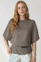 Women's brown boat neck Belt Detail knitted blouse alc-x15403 - 4