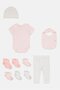 Toddlers Girl 10 Pieces Graphic Print Bodysuit Set, Pink - 4