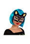 Black Suede Yellow Pink Glitter Cat Mask - 2