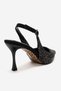 Johanna Black Platinum Stone Women's Heeled Shoes - 5