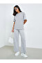 Grey Oversized T-Shirt with Lace Number Detail