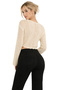 Beige Lace-Like Knit Tie-Detail Cotton Women's Cropped Cardigan - 3