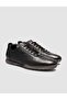 100% Genuine Leather Black Textured Lace-Up Men's Casual Shoes - 2