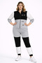 Women's Plus Size Grey-White, Satin and Stone Detailed Pocketed Tracksuit Set 65N39428 - 3