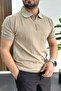 Men's Stripe Patterned Polo Neck Mink Edw458 - 2