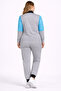 Women's Large Size Grey-Blue, Satin and Stone Detailed Pocketed Tracksuit Set 65N39428 - 7