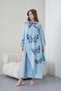Women's Butterfly Embroidered Scarf Summer Denim Dress - 2