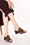 Women's Genuine Leather Mid Boots Heeled Slipper Shhn.1198 Copper - 2