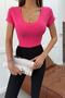V-Neck Short Sleeve Tshirt Pink - 3