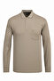 Men's Polo Collar Long Sleeve Pocket Seasonal Camel Combed Cotton Sweat Classic Pattern - 5306 - 2