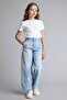 100% Cotton Baggy Fit Jean Trousers for Girls H0385A826Sm - 5