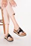 Women's Genuine Leather Thick Soled Daily Shoes Slipper Iz.5706 Black
