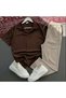New Season Premium Fabric Corded Fabric Ottoman Summer T-Shirt and Sweatpants 2-Piece Set