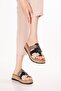 Women's Genuine Leather Thick Soled Daily Shoes Slipper Iz.5706 Black - 4