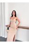 Women's Thin Strap U-Neck Ribbed Long Dress with Slit Detail - 7