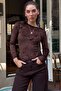 Brown Sheer Velvet-Textured Women's Blouse Mg2730 - 4