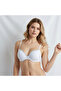 Women's Stone Printed Non-Padded White Color Bra with Attached Straps Bb2348 - 3