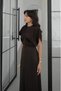 Brown Waist-Fitted Long Satin Dress - 2488 - 6