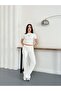 Women's Side Striped Short Sleeve Cropped Top and Wide Leg Bottom Set - 2