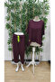 Women's Short Sleeve Crew Neck Viscose Two Thread Blouse and Pants Double Set - 6