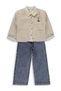 Girl's Cardigan and Shirt Set for Ages 6-9 - Beige