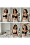 Women's Stone Printed Non-Padded Black Color Bra with Attached Straps Bb2410 - 5