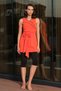 Women's Semi-Closed Swimsuit Coral Orange Dress Model Belted Below the Knee Leggings Sea & Pool Swimsuit