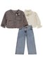 Girl's Cardigan and Shirt Set for Ages 2-5 - Brown - 5