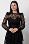 Flock Print Patterned Layers Tulle Dress Ny3104-1 - 2