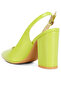 Women's Slingback High Block Sandals in Lime Green - 3