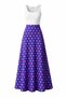 Women's High Waist Navy Blue Pink Floral Print Long Viscose Skirt