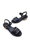 Rachel Genuine Leather Low Heeled Women's Black Sandals Shoes - 5