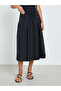 Black Pleated Detail A-Line Midi Skirt - 2