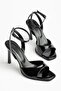 Lesley Cross Strap Black Patent Leather Single Strap Women's Shoes