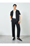 Men Black Slant Pocket Pleated Straight Leg Pants