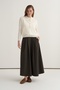 Women's Gabardine Double Pleated Skirt Dark Khaki - 3