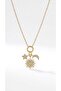 Meyra 316L Zircon Stone Sky Face Themed Gold Charm with Sun and Crescent Figures Steel Necklace Stainless - 2