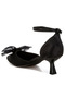Women Bow Detail Satin Sandals in Black - 3