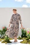 Women's Chiffon Ruched Dress Shimmering Floral Pattern Smoked - 3