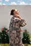 Women's Chiffon Ruched Dress Shimmering Floral Pattern Smoked - 4