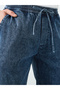 Men Washed Chambray Trousers with Cut and Sew Detail - 4