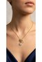 Meyra 316L Steel Women's Necklace - Multi-Charm Non-Tarnish Gold Necklace with Sparkling Flower and Butterfly Figures