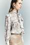 Floral Print Scarf Shirt - Beige - 4