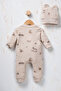 Rocha Baby Racer Bear Printed Zippered Jumpsuit and Hat Set - Cotton Textured Sleeping Bag - 3