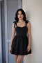 Women's Strapless Collar Tie-Detail Strap Design Flared Mini Homecoming Evening Dress - 4
