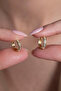 Women's Minimal Zircon Stone Gold Hoop Earrings - 4