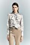 Floral Print Scarf Shirt - Beige - 5