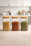 Bamboo Borosilicate 1500ml Heat-Resistant Jar Set with Lid, 3-Piece Set Kw-524