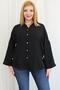 Plus Size Ayrobin Fabric Shirt with Pearl Brooches on the Sides - 2