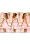 Girl's Powder Color Crepe Fabric Short Evening Dress - 3